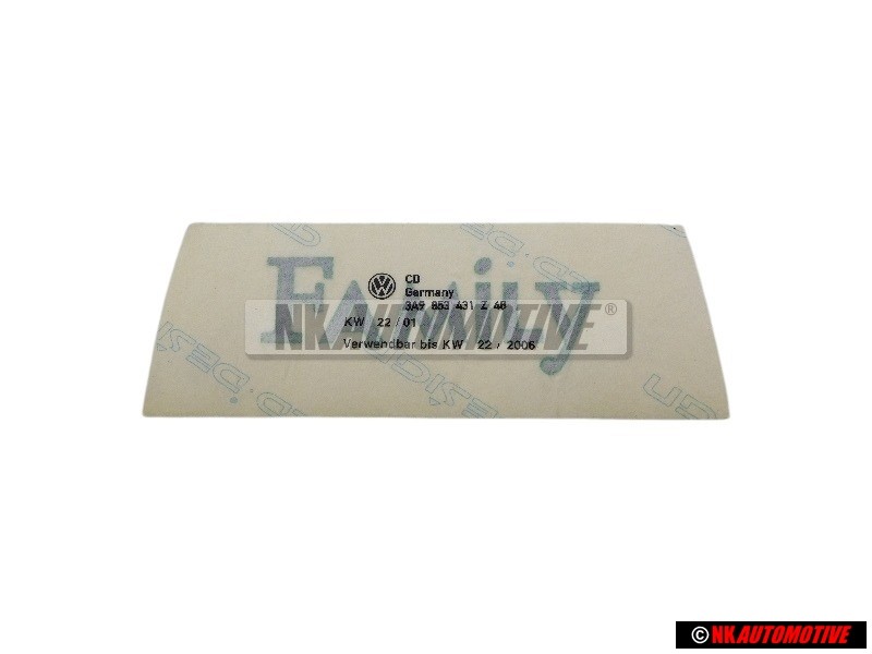 VW Original Inscription Sur Film Vert/Argent/Bleu - 3A9853431 Z48