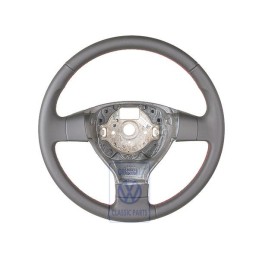 VW Original Volant De Direction (Cuir) Noir Satine/Rouge Flash - 3C0419091AGZQM