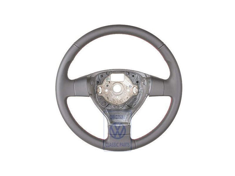 VW Original Volant De Direction (Cuir) Noir Satine/Rouge Flash - 3C0419091AGZQM