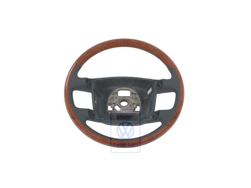 VW Original Volant De Direction(Bois/Cuir) Navy Blue/Eucalyptus - 3D0419091ABQSD