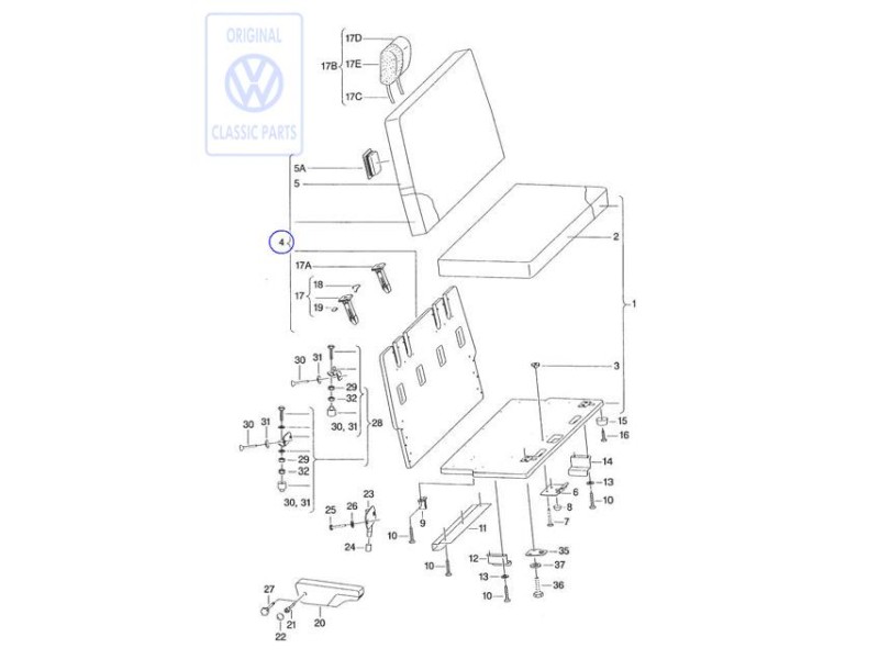 VW Original Rembourrage Dos Avec Garniture - 701070222A