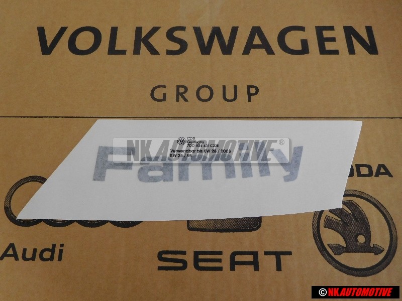 VW Original Inscription Sur Film Anthracite/Argent - 7D0854431C 33E