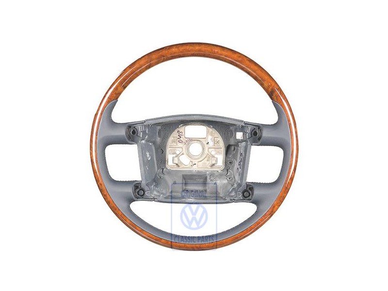 VW Original Volant De Direction(Bois/Cuir) Bleu Marine/Sioux - 7L6419091T ZXT