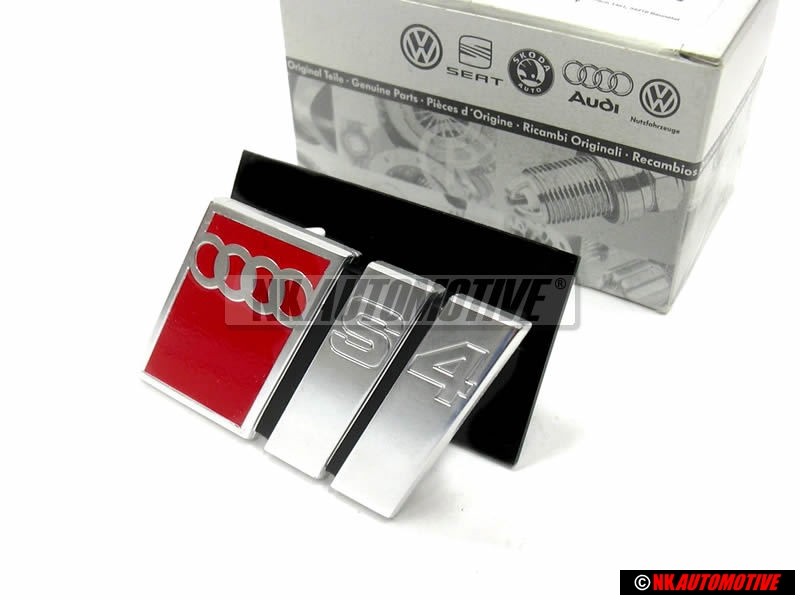Audi Original S4 Avant Embleme Monogramme Logo Chrome Rouge - 4A0853736 2ZZ