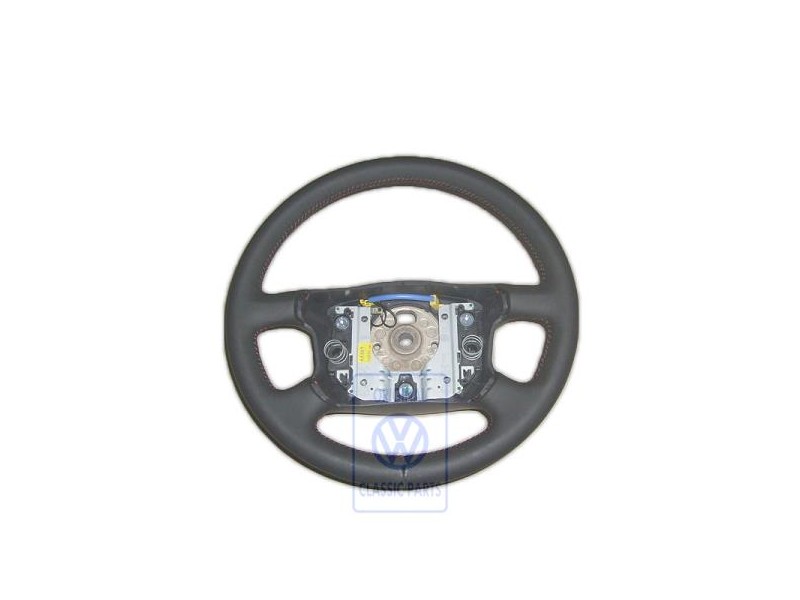 VW Original Volant De Direction Cuir Noir/Rouge - 7D0419091AAPEP