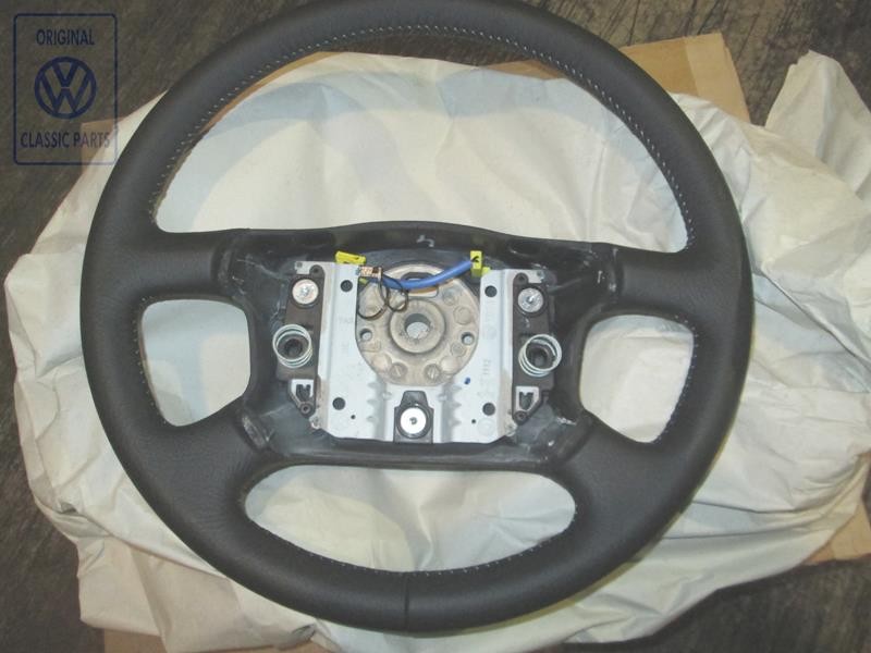 VW Original Volant De Direction Cuir Noir/Gris Flanelle - 7D0419091Q KMY