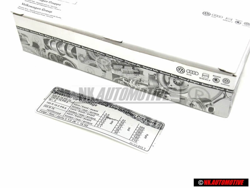 VW Original Etiquette P. Pression De Gonflage Des Pneus - 251010015T