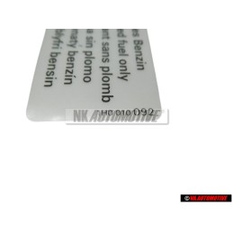 VW Original Plaque D'Identification 'Essence Sans Plomb' - 1H0010092