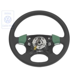 VW Original Volant De Direction Cuir Noir Satine/Vert Salsa - 1H0419091ADEBR
