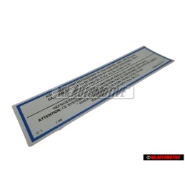 VW Original Etiquette Refrigerant P. 