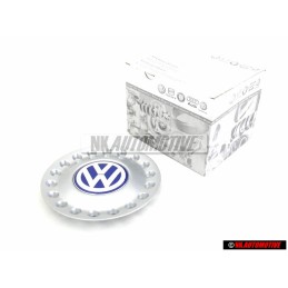 VW Original Enjoliveur De Roue Argent Brillant/Bleu - 1C0601149D GTT