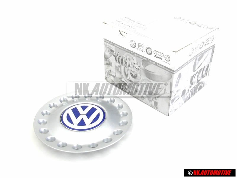 VW Original Enjoliveur De Roue Argent Brillant/Bleu - 1C0601149D GTT