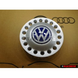 VW Original Enjoliveur De Roue Argent Brillant/Bleu - 1C0601149D GTT