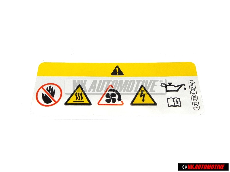 VW Original Etiquette Remplissage Excessif D'Huile - 701010002AA