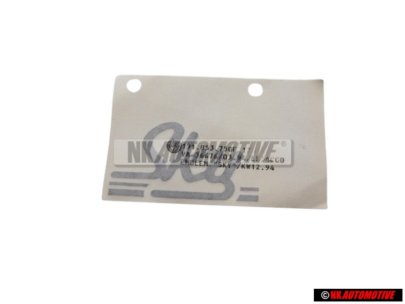 VW Original Inscription Sur Film Gris Metallise - 191853750F 1ZH