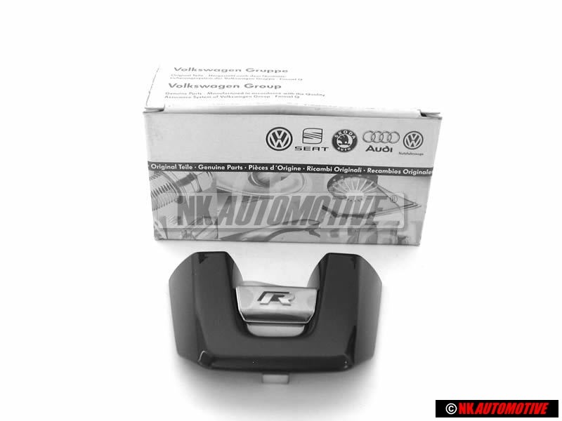 VW Original R Volant Plaquette Embleme Logo Noir Aluminium - 5K0419685N POP