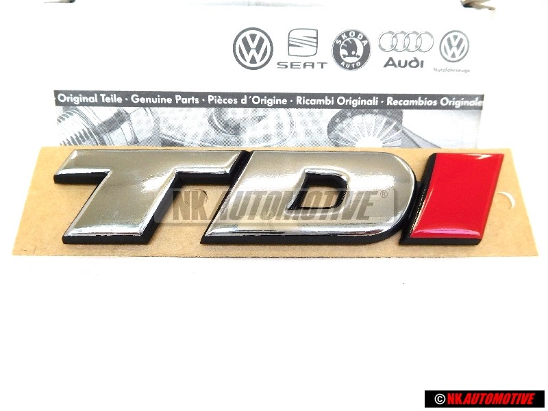 VW Original TDI Arrière Embleme Monogramme Logo Chrome Rouge - 7D0853675C EQW