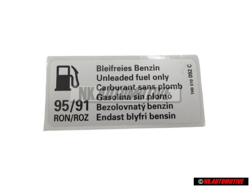 VW Original Plaque D'Identification 'Essence Sans Plomb' - 1H0010092C