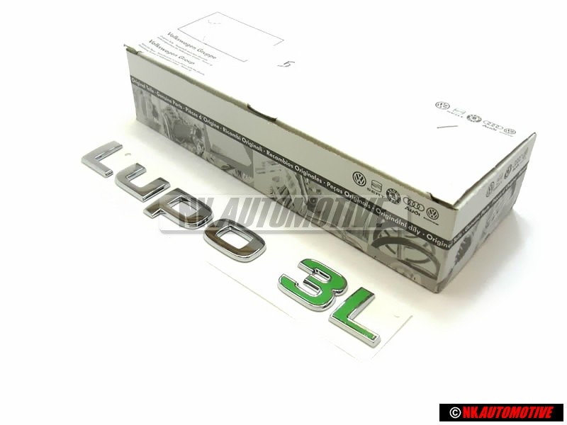 VW Original LUPO 3L Arrière Embleme Monogramme Logo Chrome Vert - 6E0853687B KKH