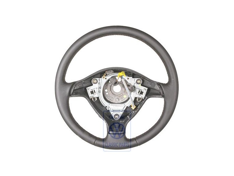 VW Original Volant Direction Sport Cuir Noir/Rouge - 1J0419091AELMD