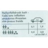 VW Original Etiquette P. Pression De Gonflage Des Pneus - 1J0010292J
