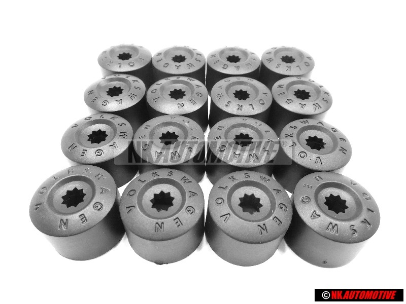 16x VW Original Capuchon De Boulon De Roue Noir Satine - 1K0601173 9B9