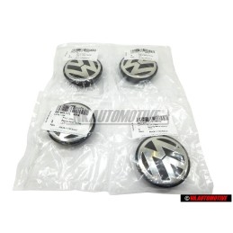 4x VW Original Capuchon Noir Satine/Chrome Brillant - 3B7601171 XRW