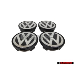 4x VW Original Enjoliveur De Roue Couleurs Chromees/Noir - 7D0601165 BXF