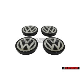4x VW Original Capuchon Couleurs Chromees/Noir - 6N0601171 BXF