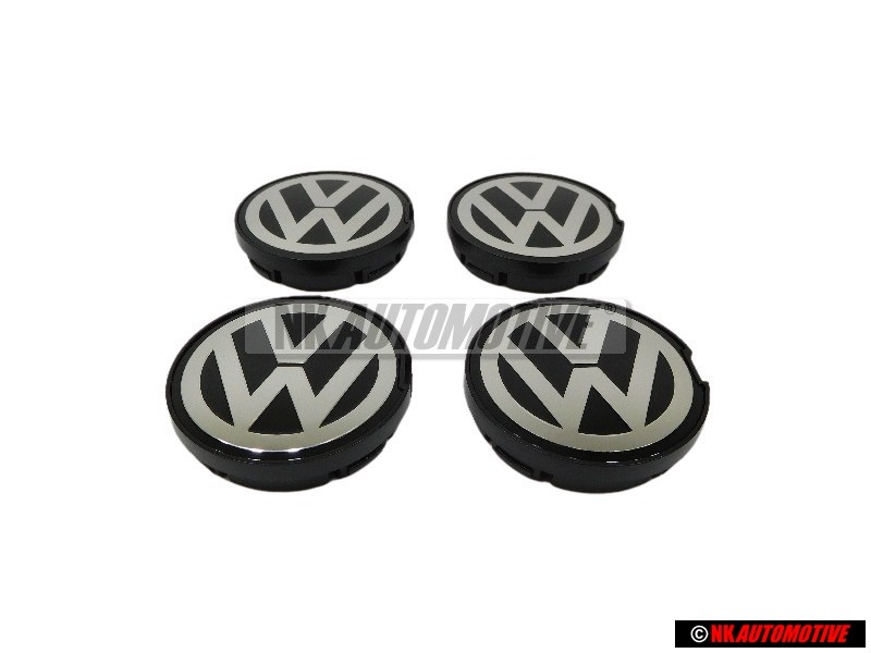 4x VW Original Capuchon Couleurs Chromees/Noir - 6N0601171 BXF