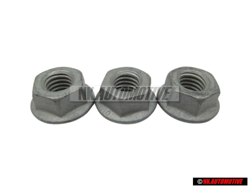 3x VW Original Ecrou Hexagonal Embase, Autobloquante - N 90226404