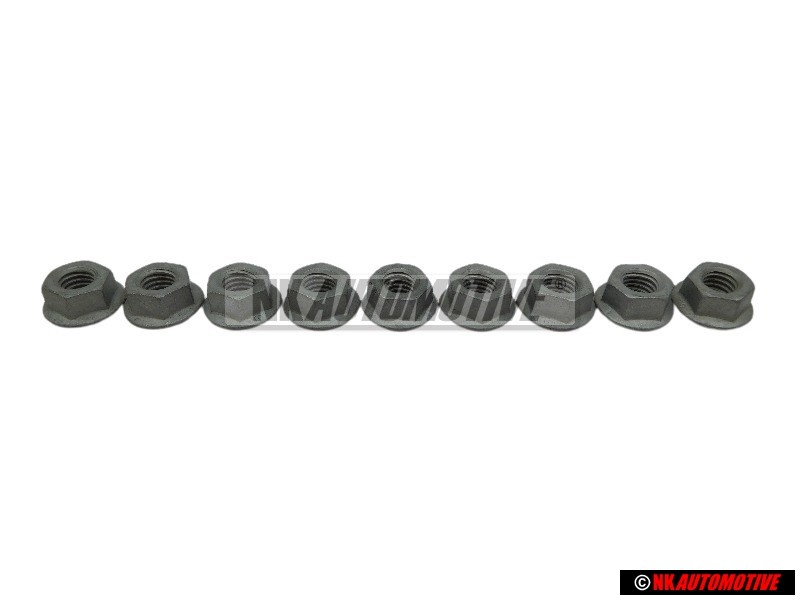 9x VW Original Ecrou Hexagonal Embase, Autobloquante - N 90226404