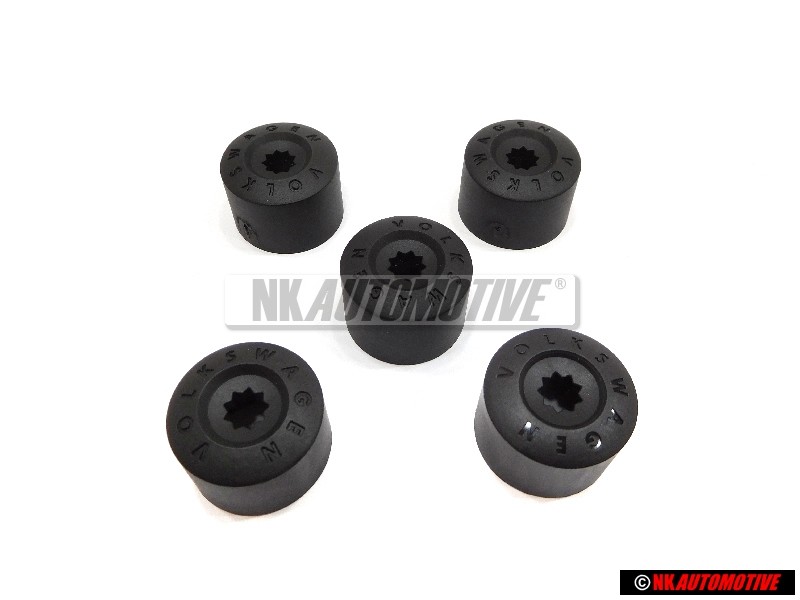 VW Original SET Capuchons Boulons de Roue et 1x Verrouillage - Golf MK5/6/7