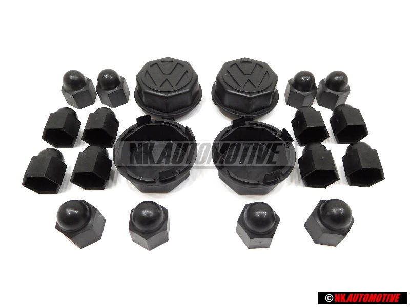 VW Original Set 4 Wheels Centre Hub Caps & Bolt Caps - Golf MK1/2 Cabriolet