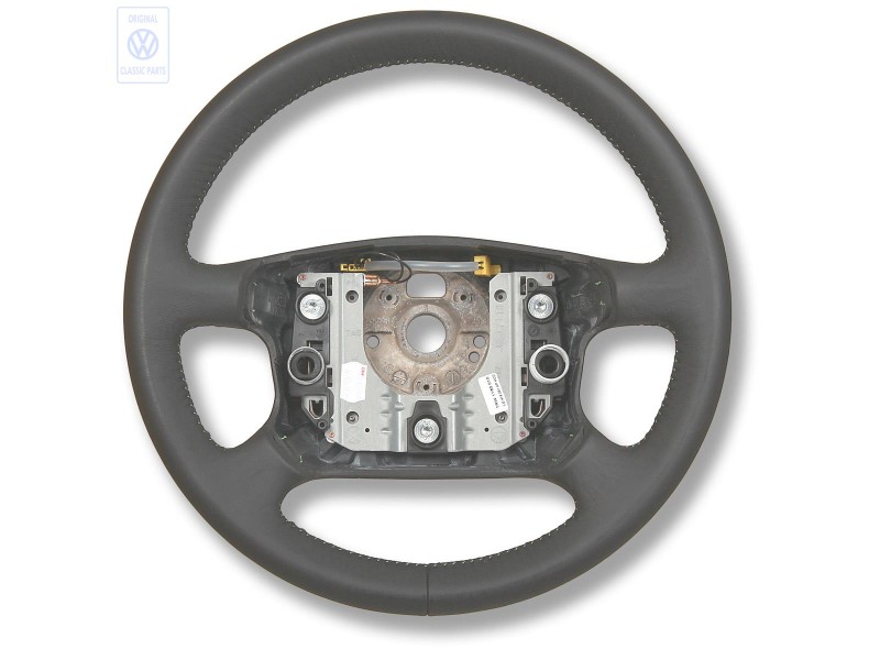 VW Original Volant De Direction Cuir Noir/Vert Cosmic - 1J0419091APHCD