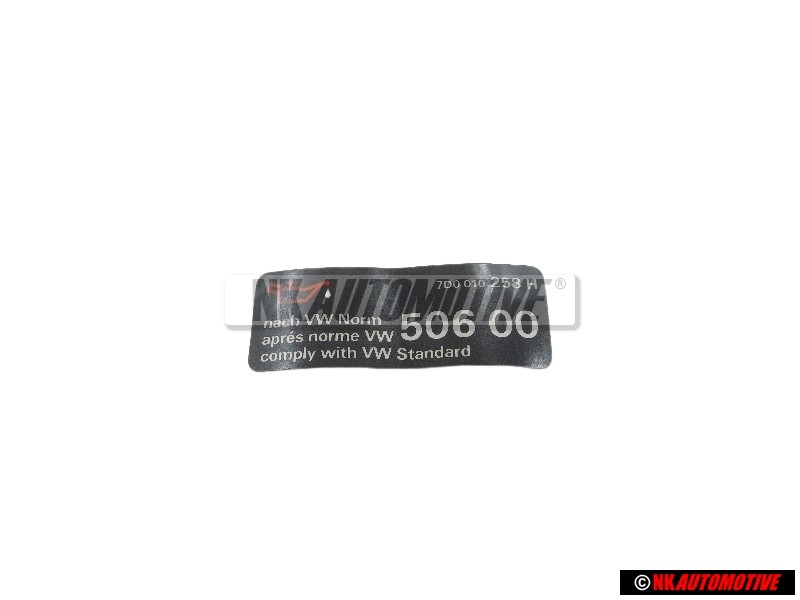 VW Original Etiquette 'Huile Selon Norme Vw' - 7D0010258H