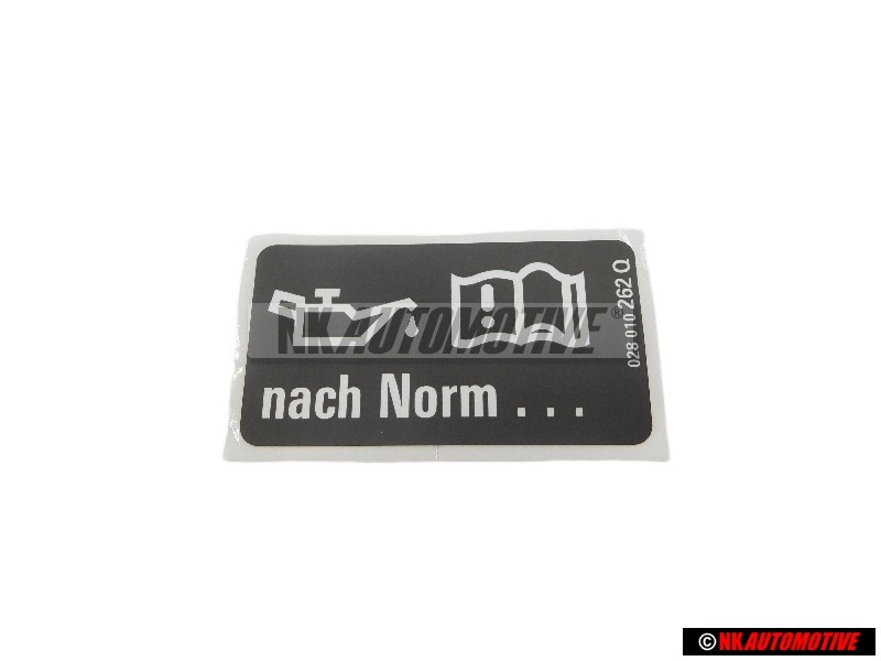 VW Original Etiquette 'Huile Selon Norme Vw' - 028010262Q