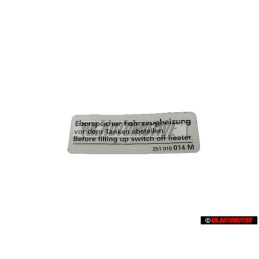 VW Original Plaque d'identification Couper chauff. 