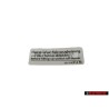 VW Original Plaque d'identification Couper chauff. 
