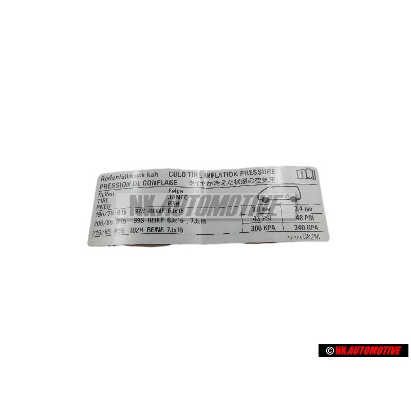 VW Original Plaque D'Identification Pression A Froid - 701010082M