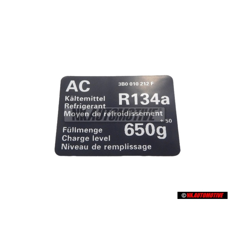 VW Original Etiquette Refrigerant P. 