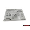 VW Original Etiquette P. Pression De Gonflage Des Pneus - 1K0010462L