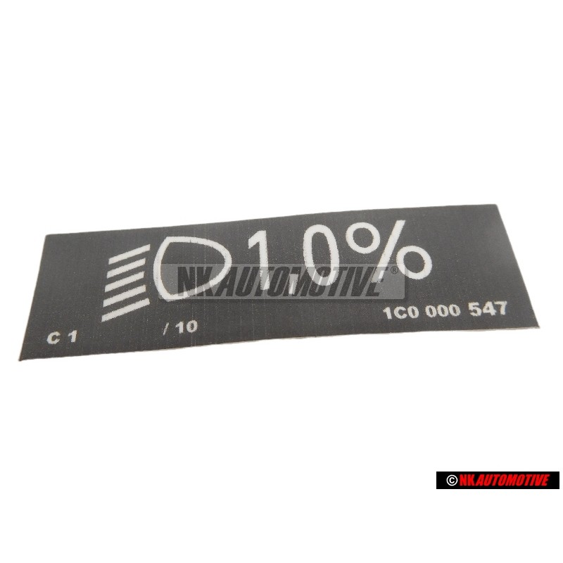 VW Original Etiquette P. Reglage Du Site Des Phares - 1C0000547