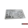 VW Original Etiquette P. Pression De Gonflage Des Pneus - 3B0010275F