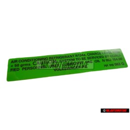 VW Original Etiquette Refrigerant P. 