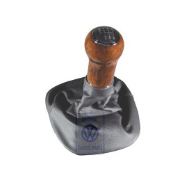 VW Original Pommeau Levier Vitesses Bois/ Cuir Avec Gaine - 1J0711113EHQUP