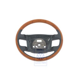 VW Original Volant De Directionbois/Cuir Bleu Navy/Chatain - 3D0419091ABNKU