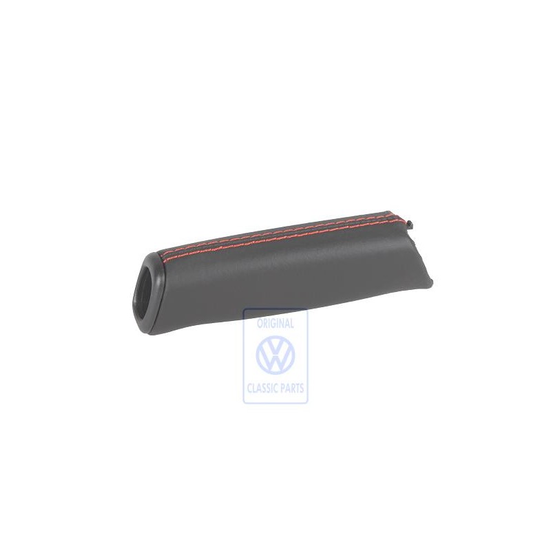 VW Original Poign.Levier Frein Main Cuir Noir/Rouge - 7D0711327A PEP
