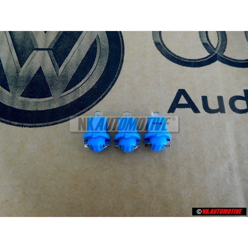 3x VW Original Ampoule Avec Douille Bleue - 357919243B