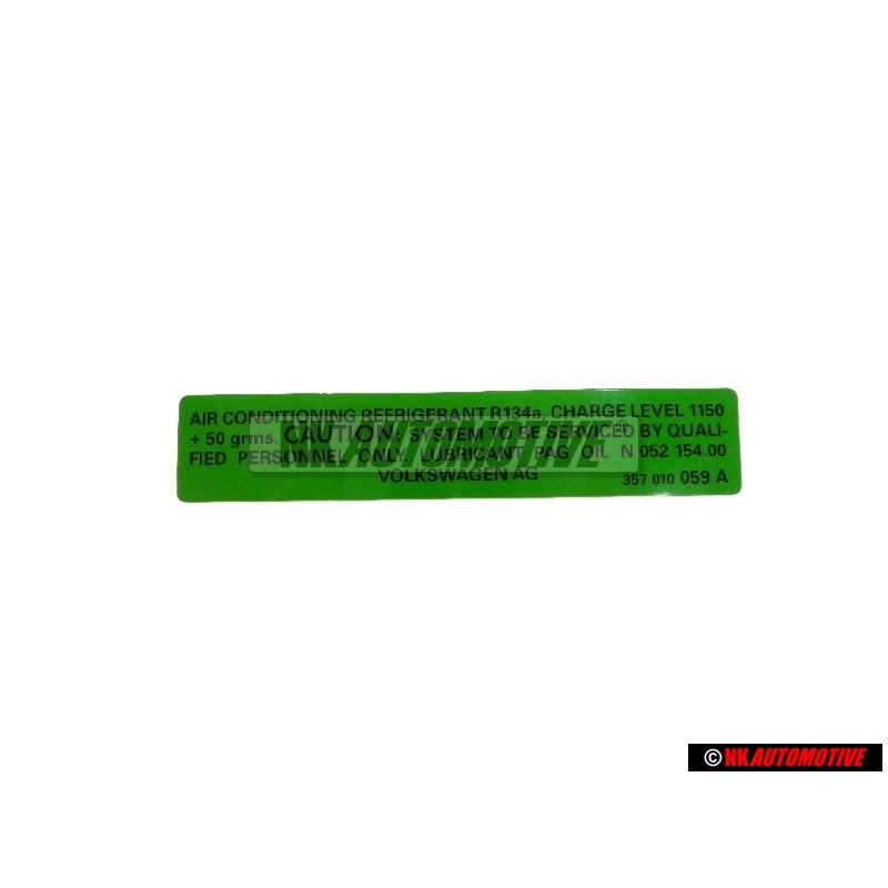VW Original Etiquette Refrigerant P. 